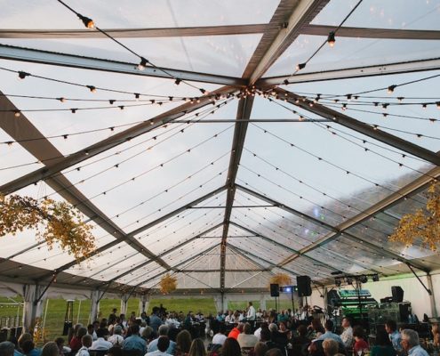 Clear Top Wedding Tent With Festival Lighting