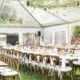 Clear Wedding Tent with Farm Tables & X Back Chairs