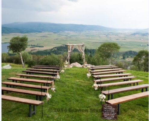 Rustic Wooden Ceremony Benches With Shepard's Hooks