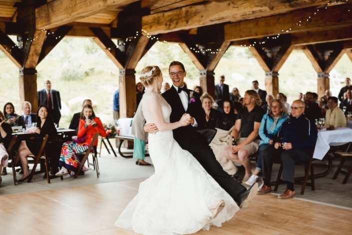 wedding rentals-Birch Dance Floor & Mahogany Padded Chairs