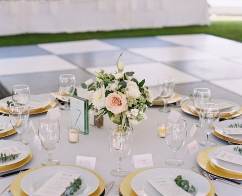 Tablescape With Deco Flatware, Napa Glassware & Gold Charger Plates - rent silverware for wedding