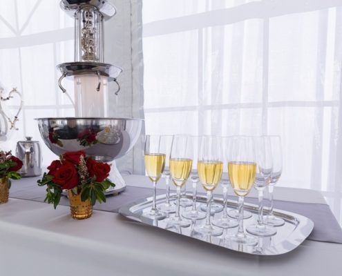 Champagne Fountain With Regina Champagne Flutes & Silver Serving Tray
