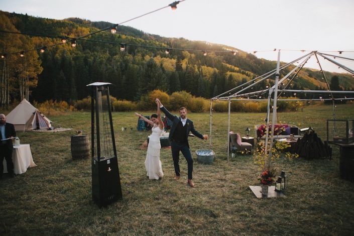 Fiesta Tent With Fire Pit, Triangle Patio Heater & Festival Lights