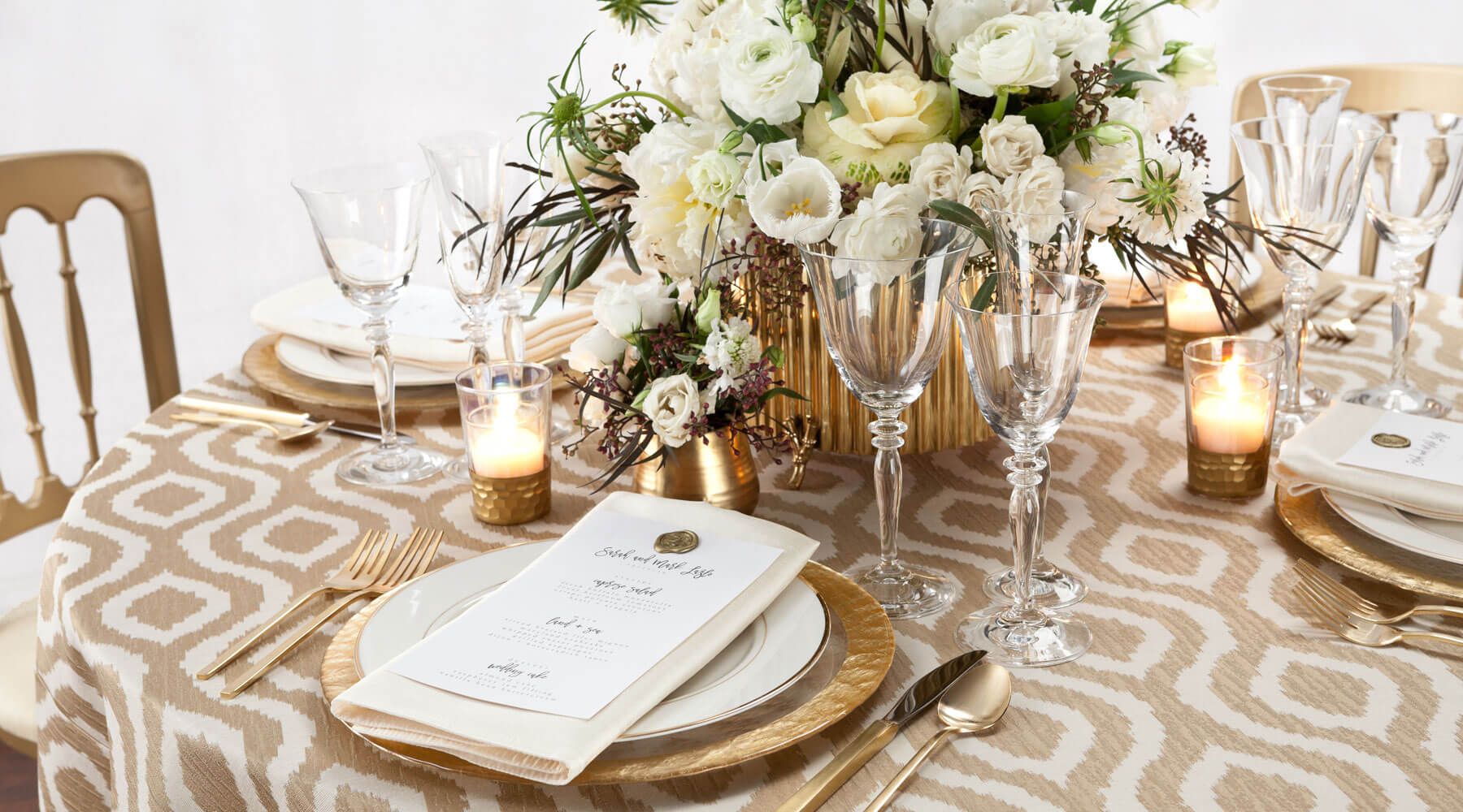 Gold Flatware and Linen Rental