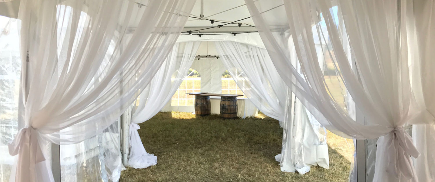 Draped wedding entrance