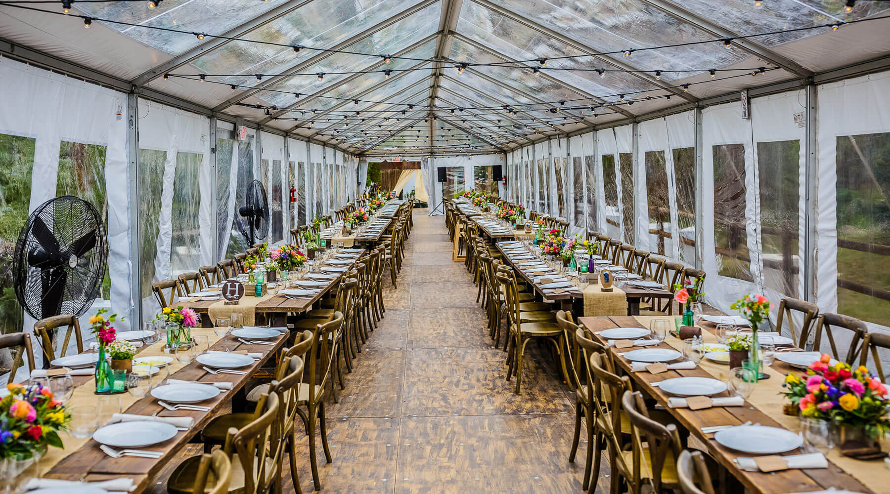 Clear Tent with Wood Flooring