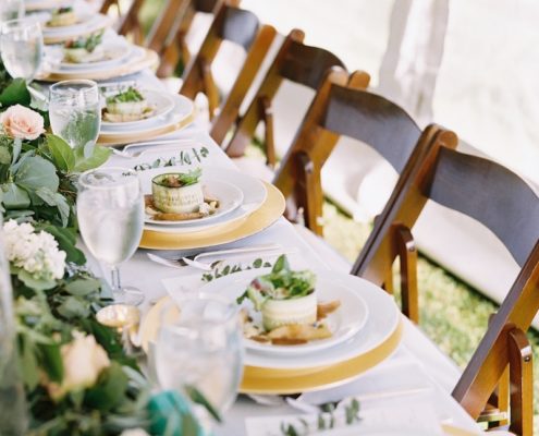 Head Table With Mahogany Padded Chairs, Napa Glassware & Deco Silverware
