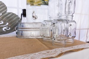 Mason Jar Glassware & Beverage Dispenser On Zinc Tub