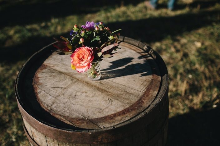 Rustic Whiskey Barrel Cocktail Table