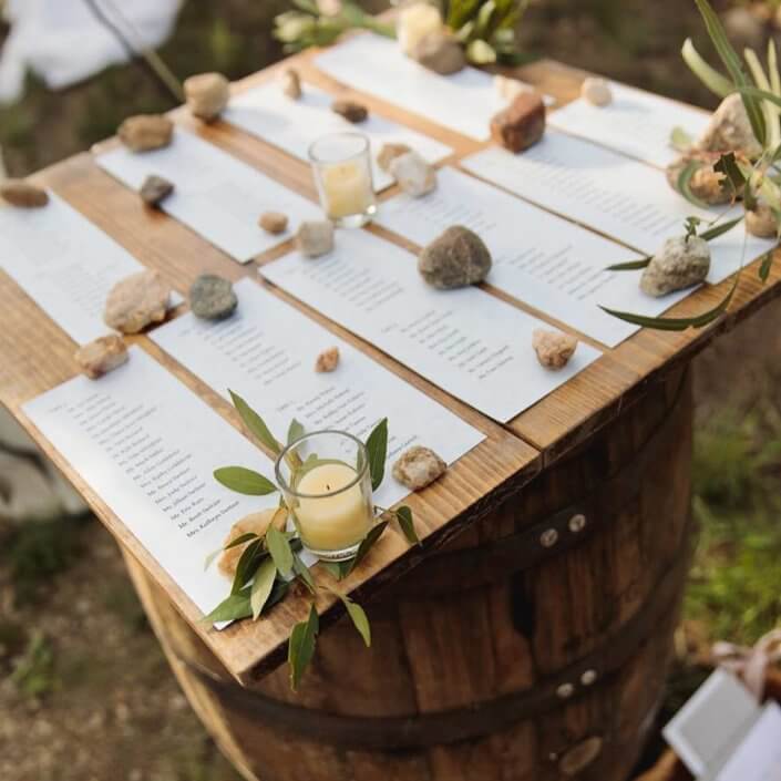 Whiskey Barrel with Cocktail Bar Top- Rustic Wedding Idea