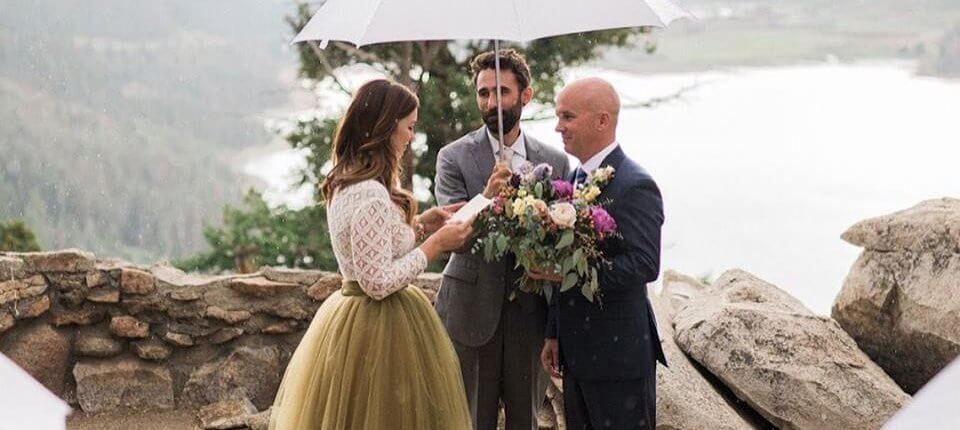 Rains on Wedding Day - Wedding Umbrellas at Sapphire Point, Colorado