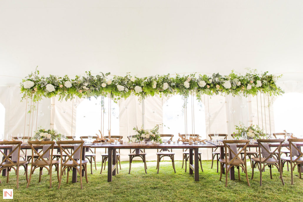 IN Photography, Disctinctive Mountain Events- Rustic farm table head table at Keystone Ranch, Colorado