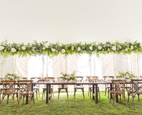 IN Photography, Disctinctive Mountain Events- Rustic farm table head table at Keystone Ranch, Colorado