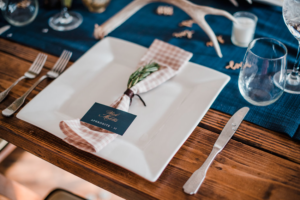 Farm Table with Square White China Plates