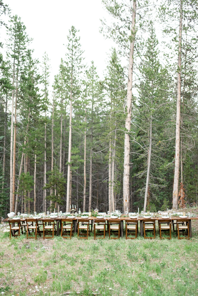 We the Light Photography- Rustic farm table dinner al fresco in the mountains- Real Colorado Wedding