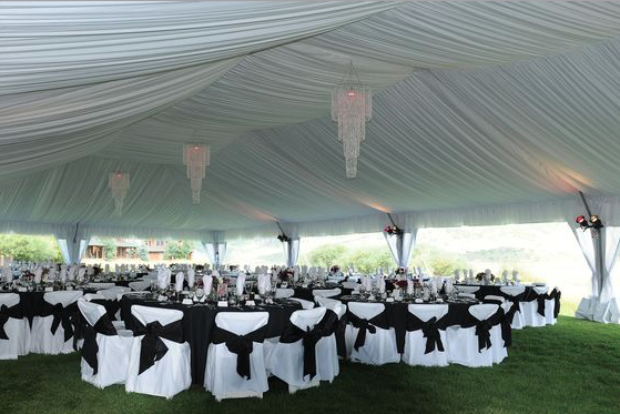 Fabric lined wedding tent