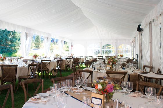 Wedding tent with fabric liner