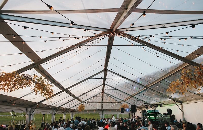 Colorado mountain wedding with clear top tent