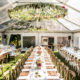 Clear Wedding Tent and Farm Tables Summer Colorado Wedding at Avalanche Ranch Hot Springs