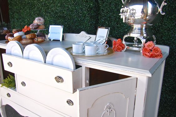 White antique dresser dessert table & coffee table