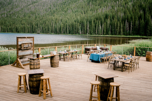 Outdoor Cocktail House & Dinner Set Up Piney River Ranch- Vail, Colorado