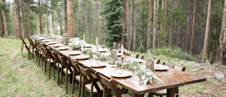 Outdoor Breckenridge wedding- rustic farm table