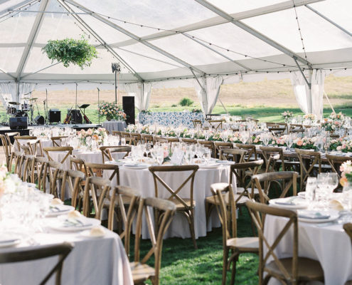 Elegant clear wedding tent decor in Beaver Creek, Colorado