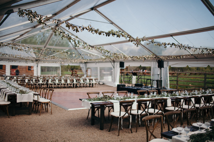 Rustic Clear Tent setup for Steamboat Colorado wedding