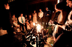 Wedding Guests Around Fire Pit