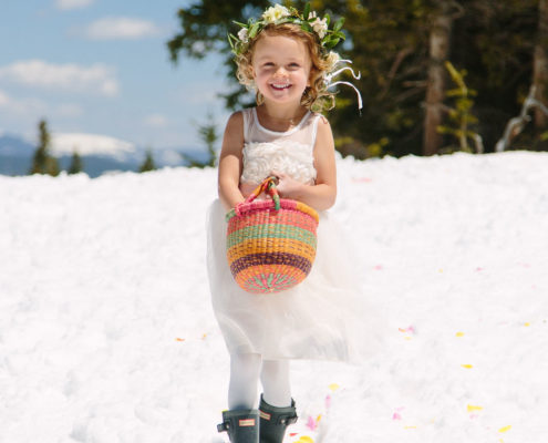 Aspen Wedding Flower Girl in the Snow