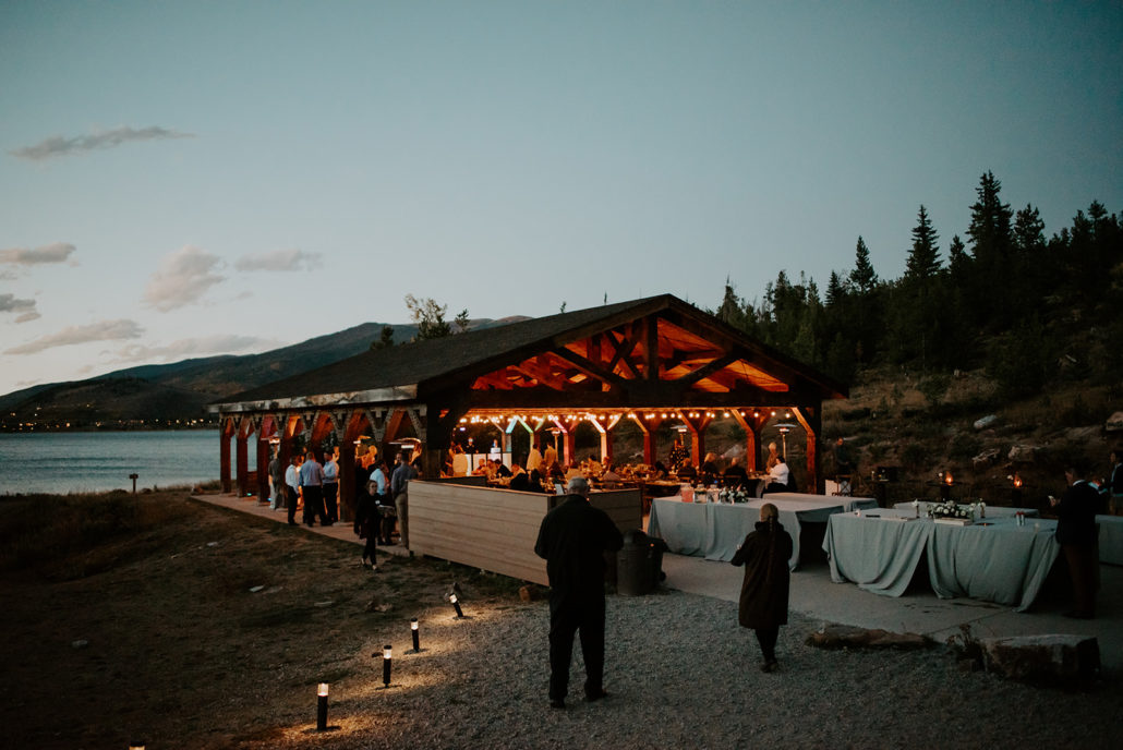 windy point pavilion lake dillon at night