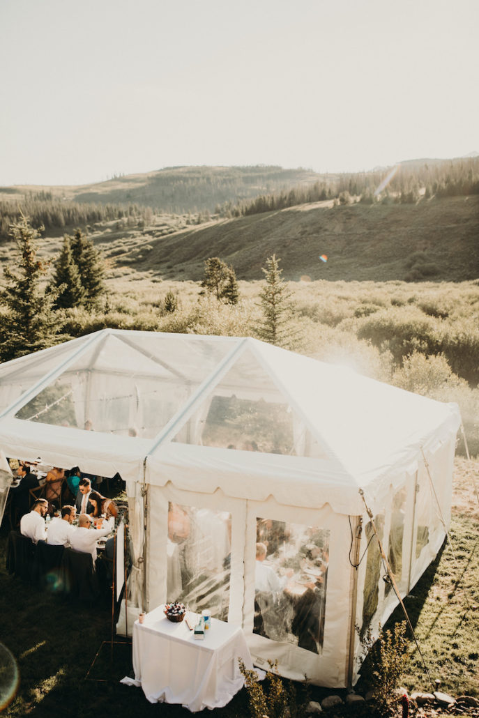 Colorado mountain wedding venue with clear top tent