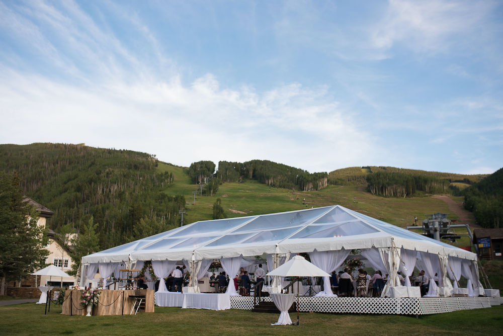 Vail colorado wedding tent on ski slopes