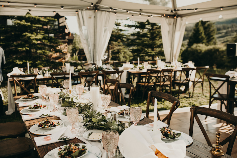 Elegant rustic Colorado mountain wedding tent