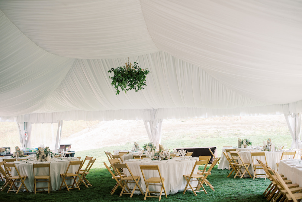 fabric lined wedding tent at Ritz Beaver Creek